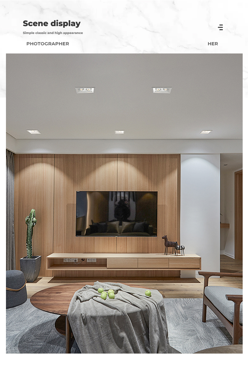 拓匠双头筒灯led嵌入式客厅卧室泛光灯餐厅防眩斗胆灯可调角度格栅灯
