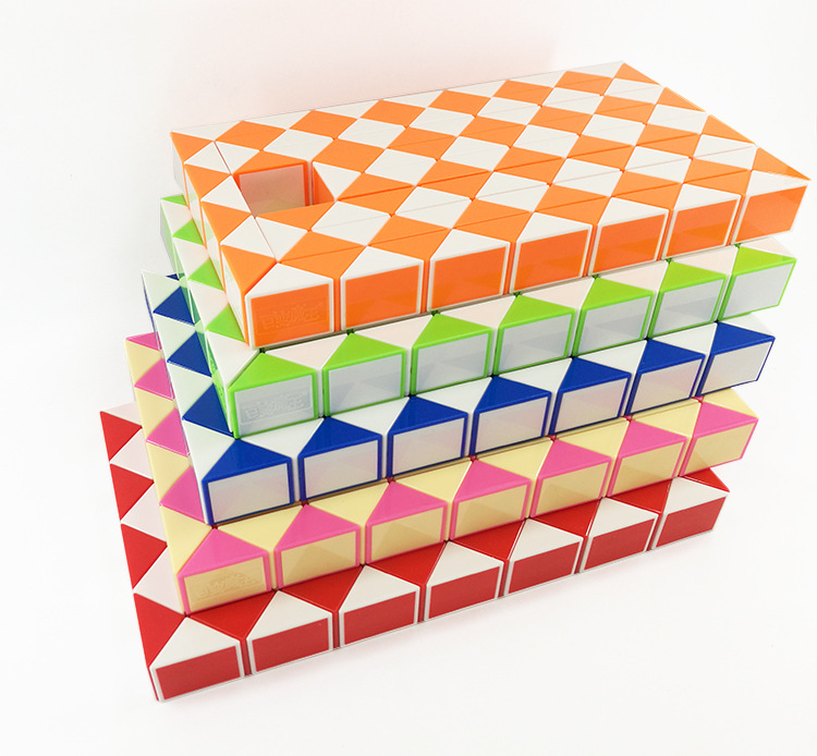 百变魔王108段魔尺新乐新百变魔尺魔方儿童玩具108段魔尺橙白色