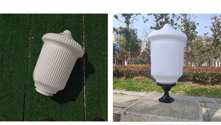 不碎球圆球形路灯罩围墙观庭院门柱灯罩塑料灯罩 压铸铝制灰色底座