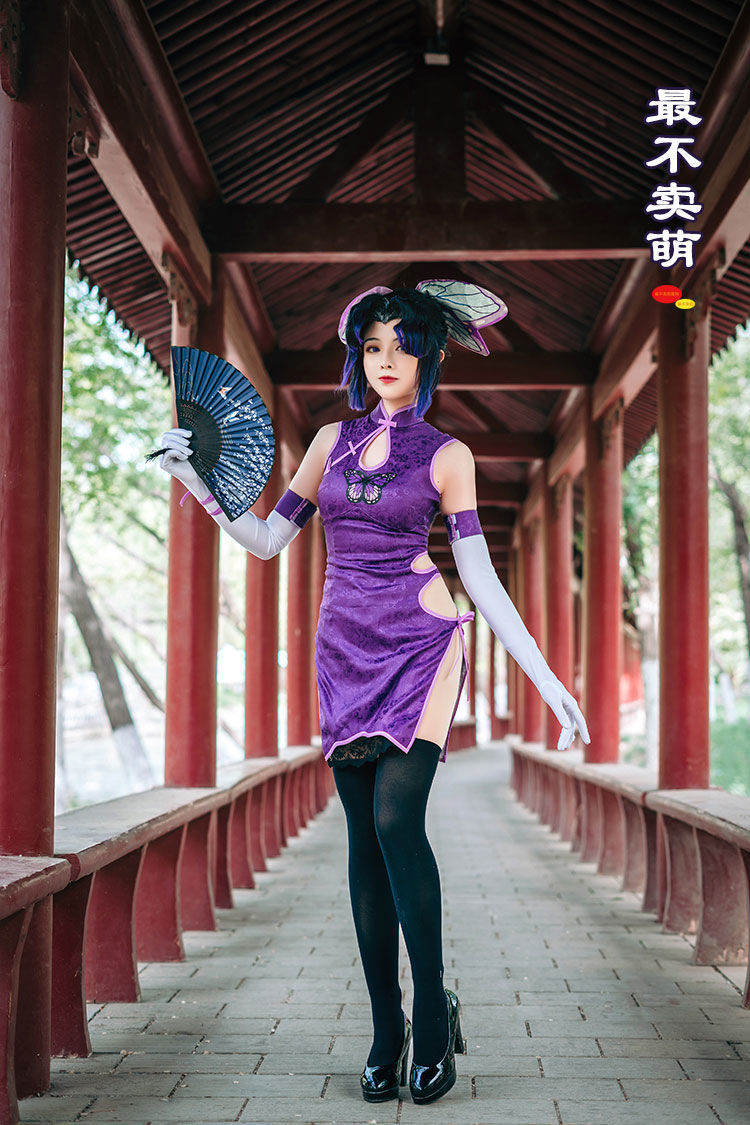 鬼灭之刃蝴蝶忍短旗袍cos服同人衍生cosplay套装虫柱羽织 s【图片