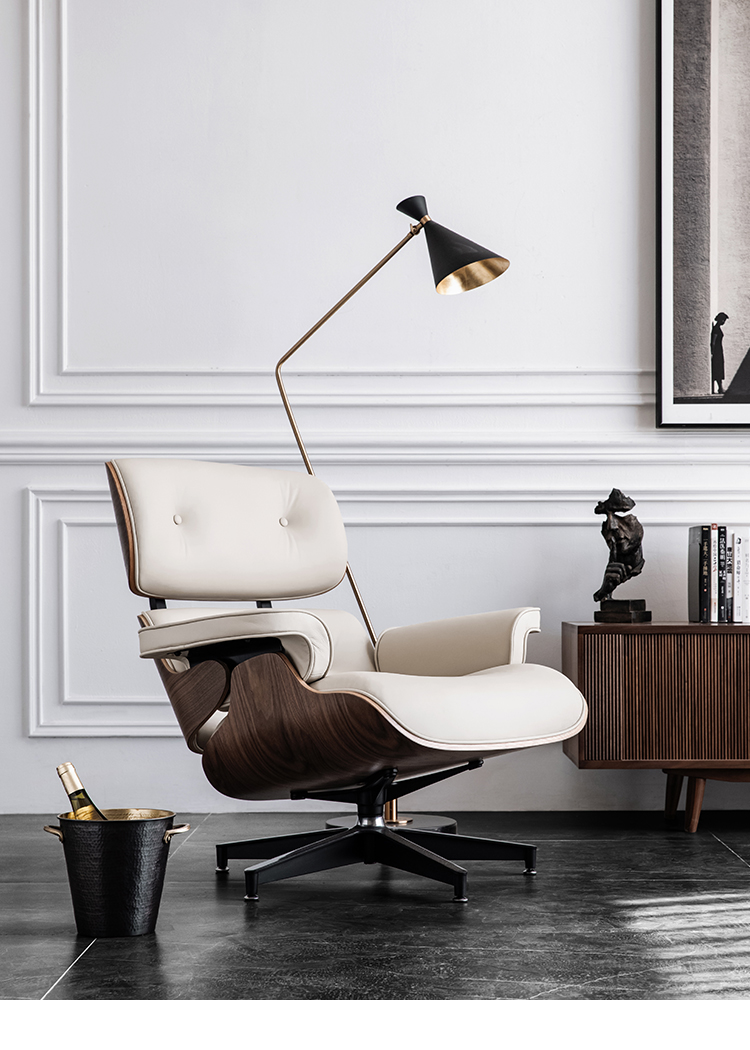 迪斯名媛伊姆斯单人沙发躺椅rayeames设计师北欧复古真皮书房办公椅