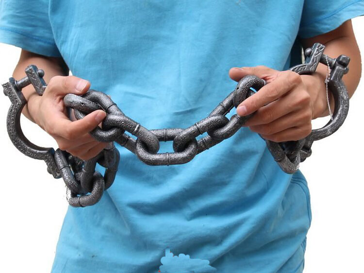 手铐 重型手铐手链影视道具囚犯仿真刑具铁链学校舞台剧万圣节舞会