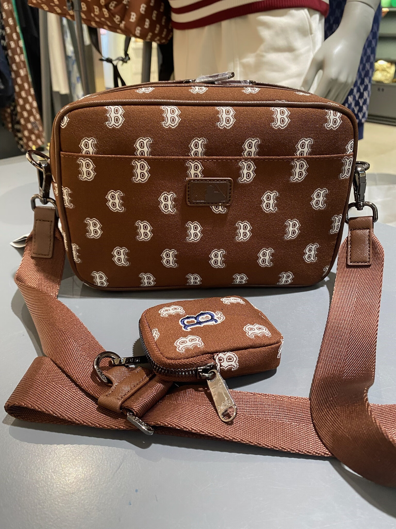 轻奢高端韩国mlb斜挎包ny老花满标单肩包男女同款经典子母包休闲百搭