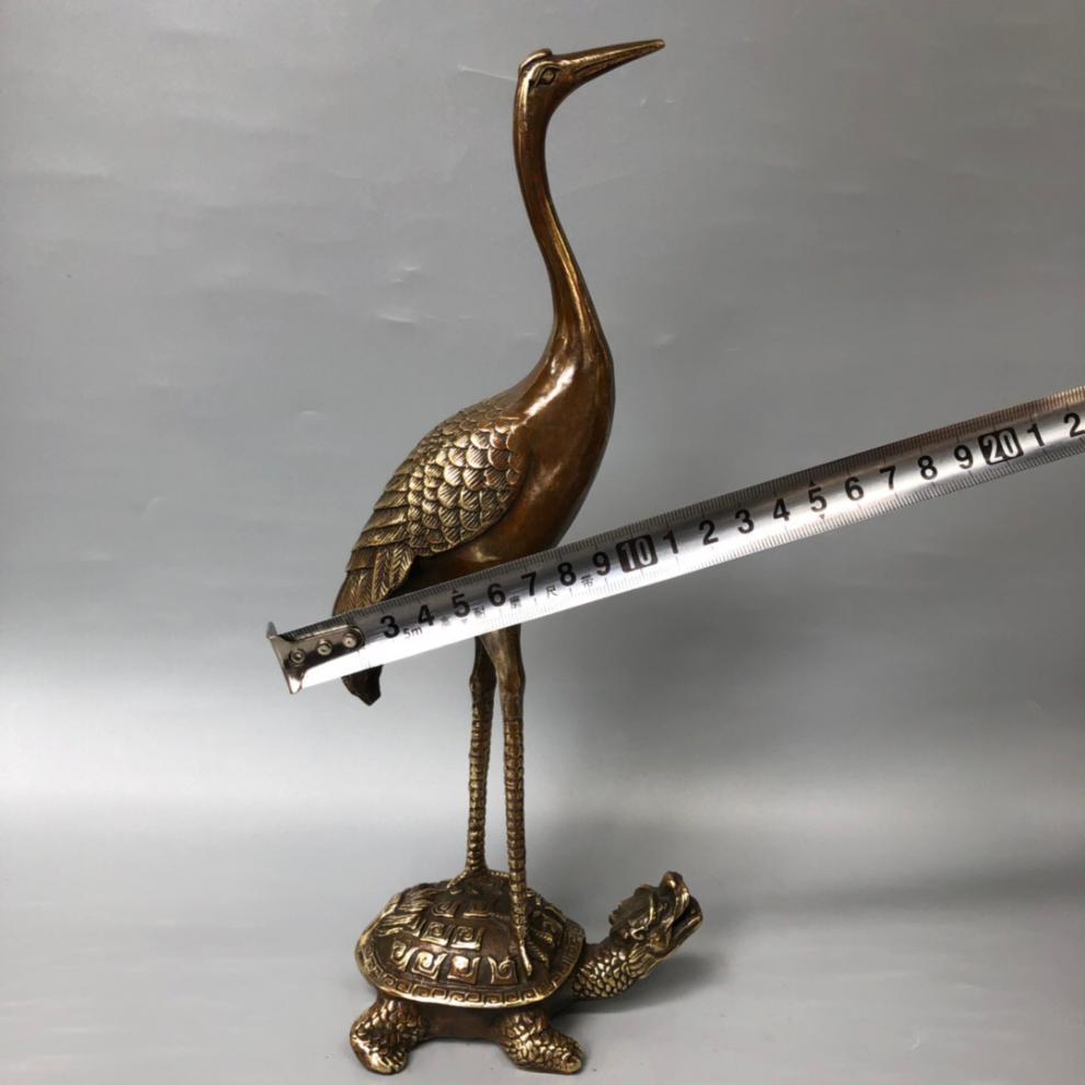 仙鹤寿礼铜龟鹤仙鹤摆件龟鹤延年长寿龟单鹤踩龟家居客厅装饰品祝寿