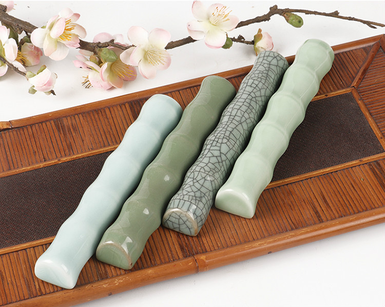 青瓷镇纸镇尺笔搁创意陶瓷笔山仿古玉石毛笔架文房四宝初学者学生书法