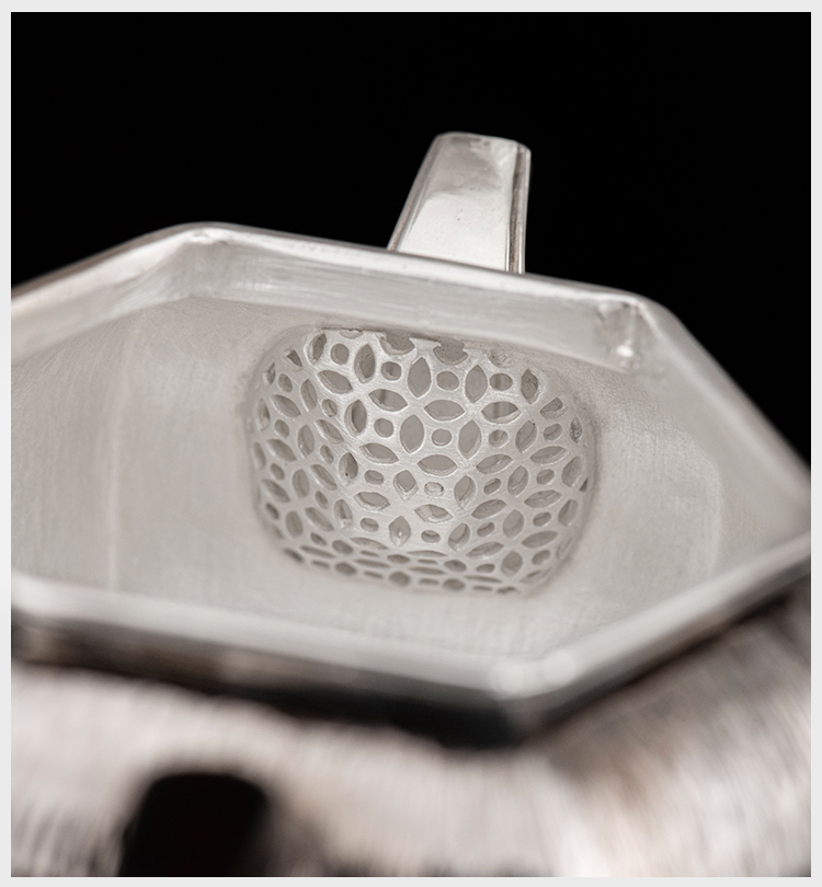 银器时代纯银泡茶壶玉摘六方银壶家用中式复古风功夫茶具银茶壶做旧款