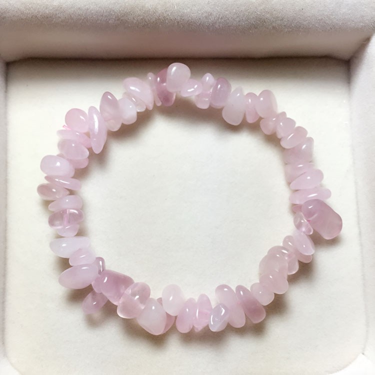 思赞 天然马岛果冻粉水晶手链 粉晶 碎石饰品手串粉色女 半成品(可以