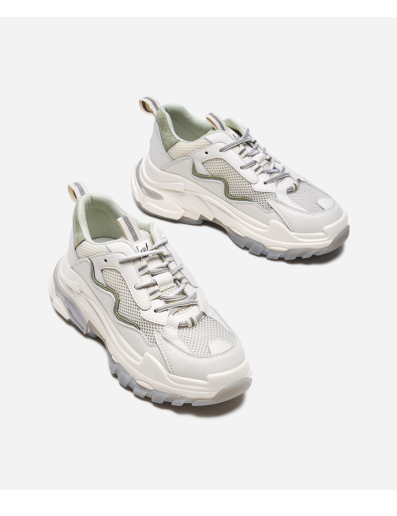 热风老爹鞋女新款潮流网面透气厚底休闲鞋女80米绿37