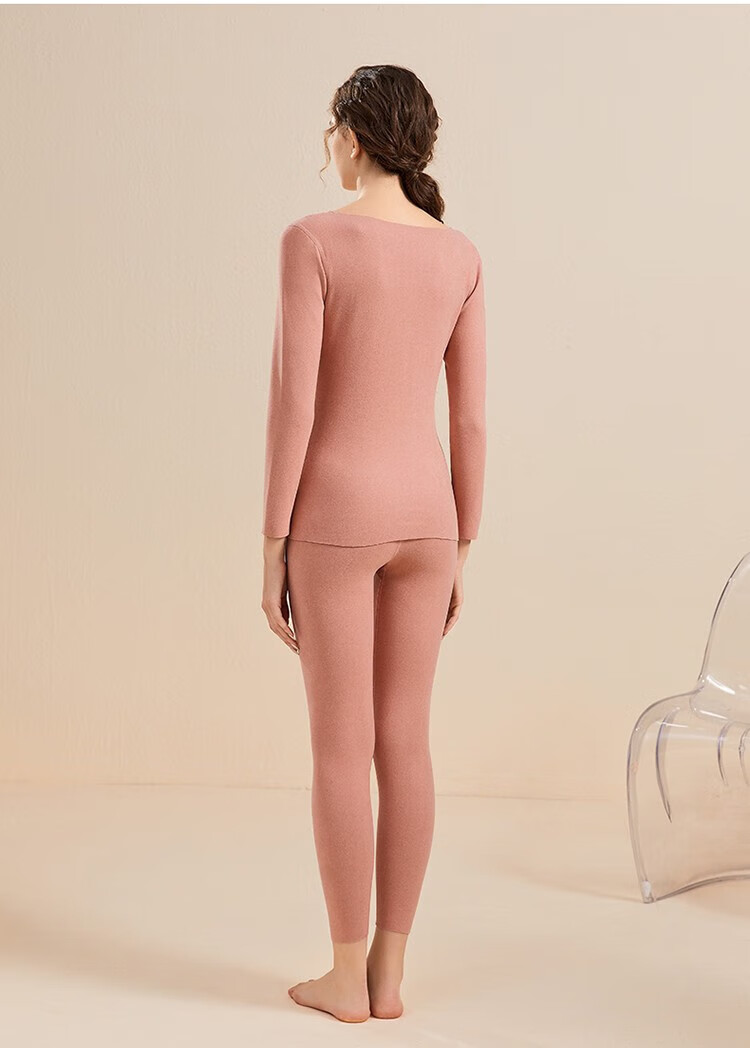 安之伴保暖内衣套装女士秋衣秋裤晚秋长袖舒适打底衫保暖裤 杏色 m