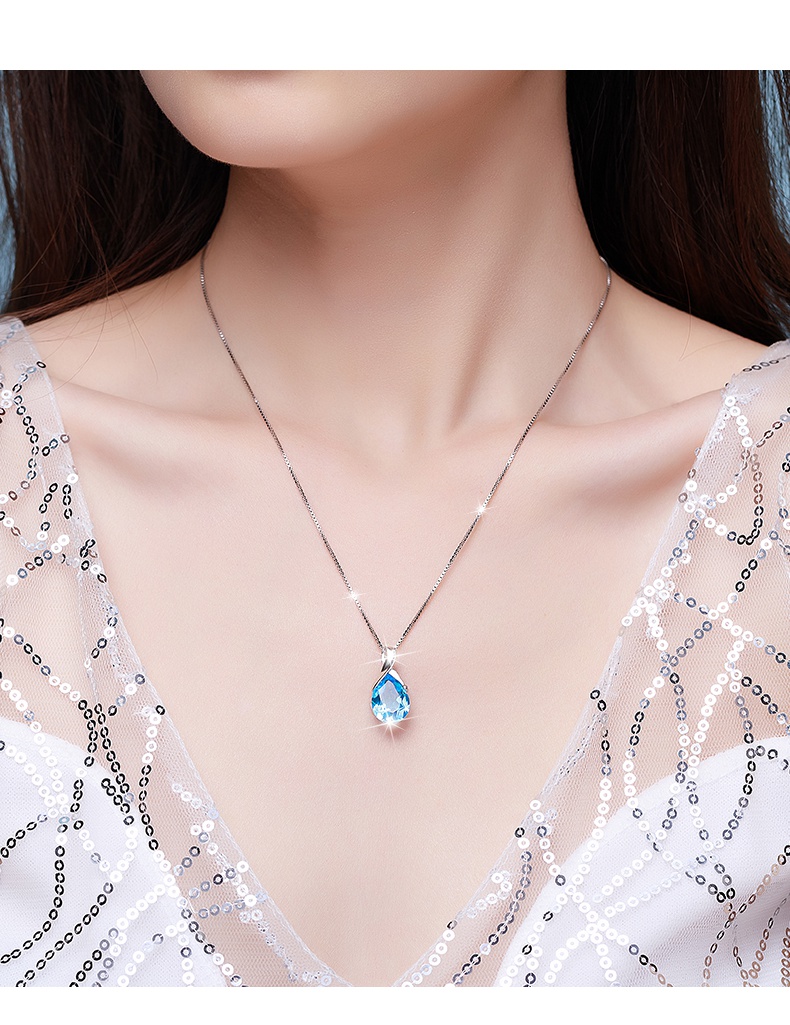ck施华洛世奇锆托帕石3克拉项链女生轻奢小众锁骨链吊坠生日礼物送
