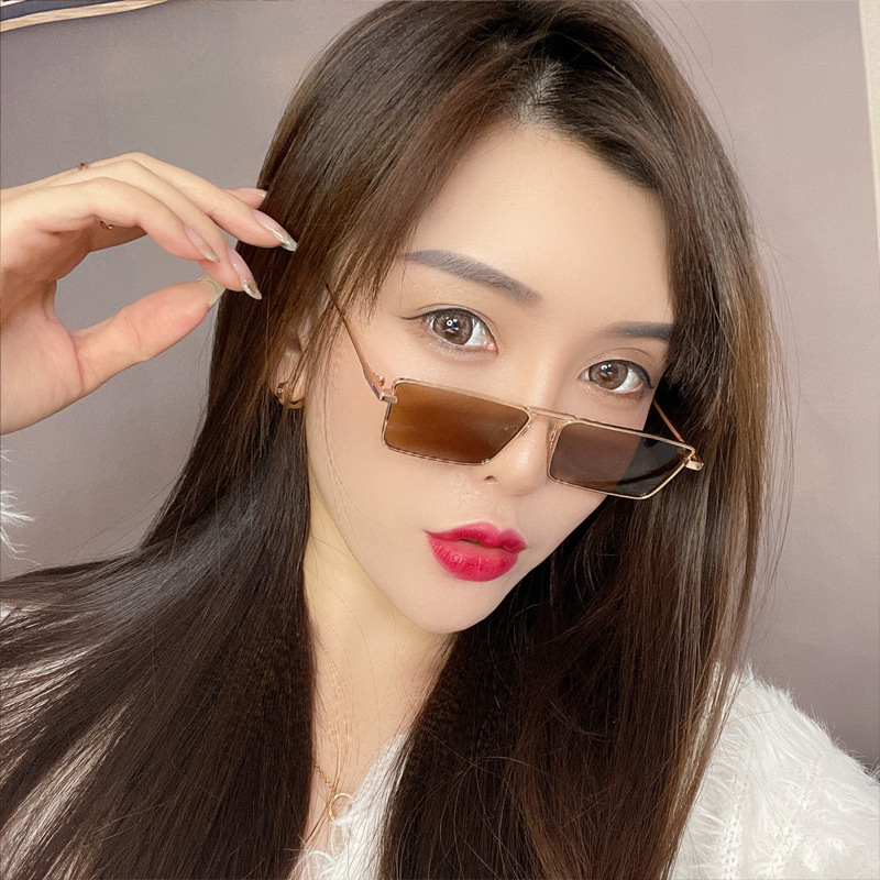 尚佐旬尼 太阳镜男抖音网红开车墨镜女时尚飞行员眼镜复古风 金框茶片