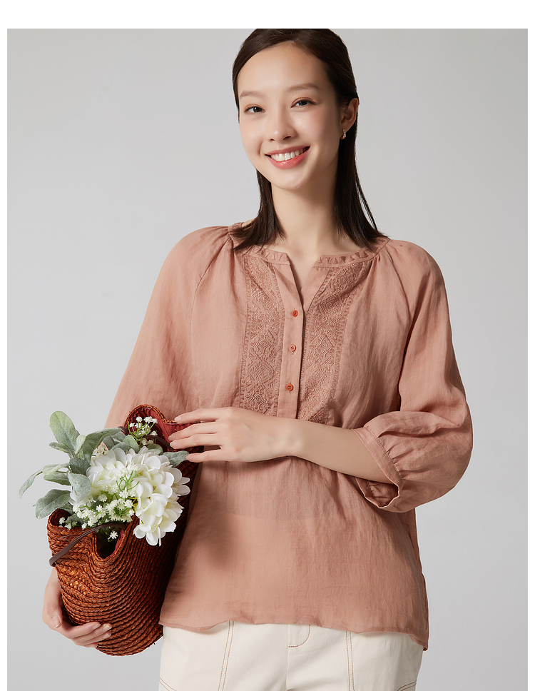 女装 衬衫 布景(clothscenery) 布景衬衫女2021年夏季新品简约七分袖