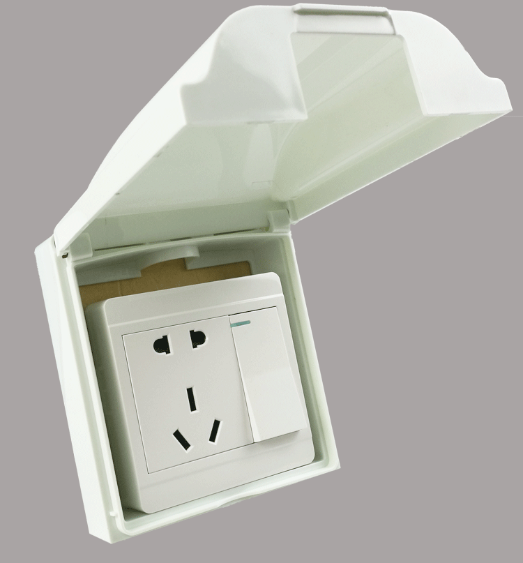 86型明装明线明盒防水五孔插座10a防溅盒防尘盖带开关一开16a三孔