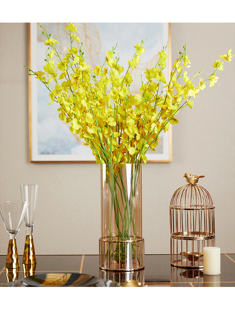 跳舞兰仿真花欧式客厅插花干花餐桌摆花玄关假花花艺家居软装饰品6支
