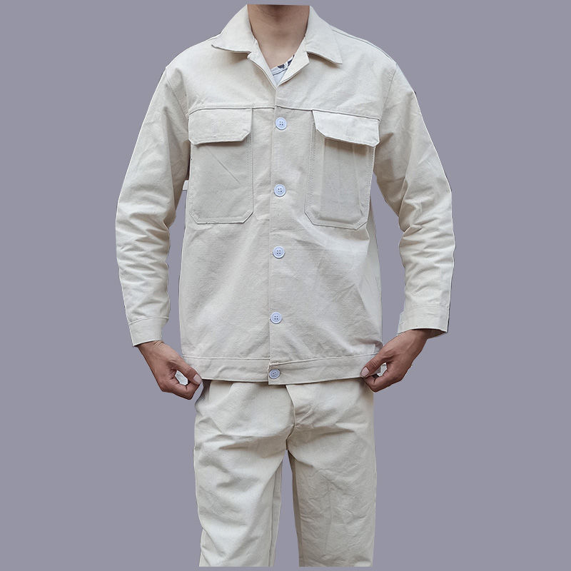 电焊工作服男棉厚款白色帆布电气焊工服白色套装17592a