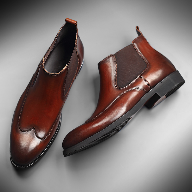 perrysayne品牌英伦尖头皮靴男高帮皮鞋烟筒靴男靴马丁靴男短靴切尔西