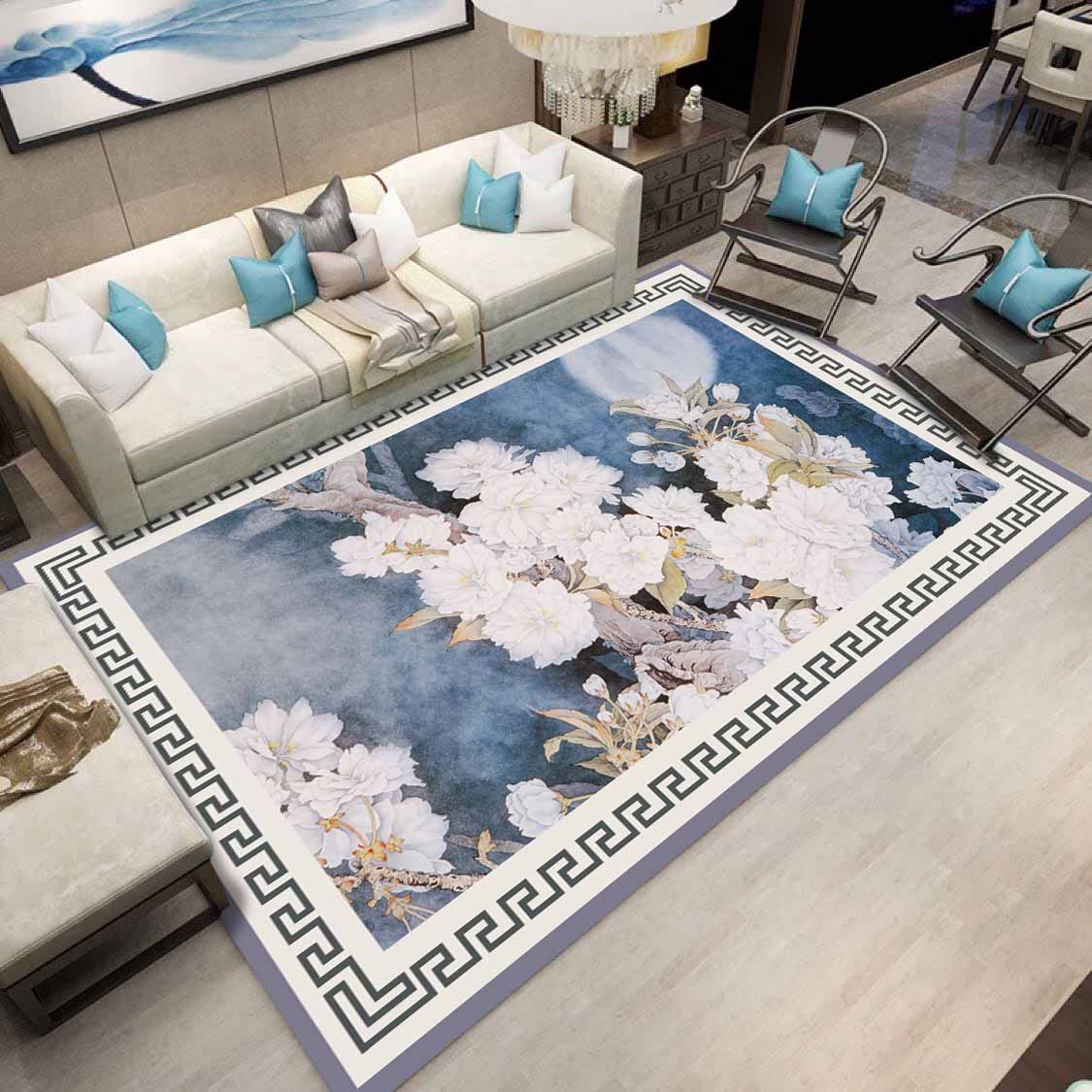 新中式地毯客厅 中国风茶几垫现代简约沙发北欧式家用长方形定制 ja77