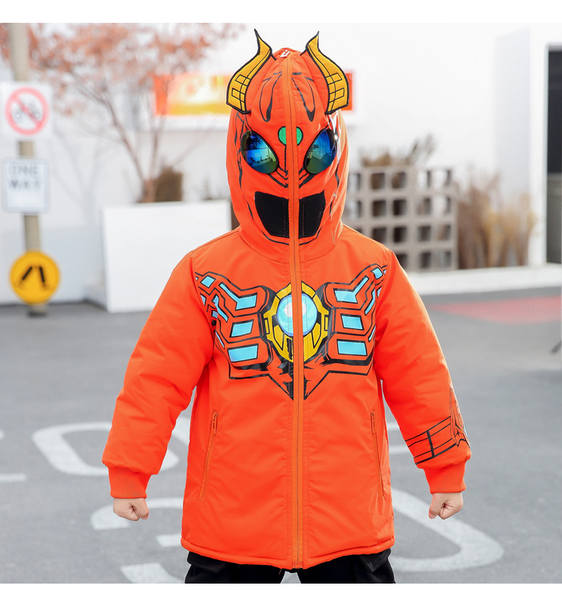 冬款赛罗奥特曼棉衣 橘红赛罗奥特曼 110