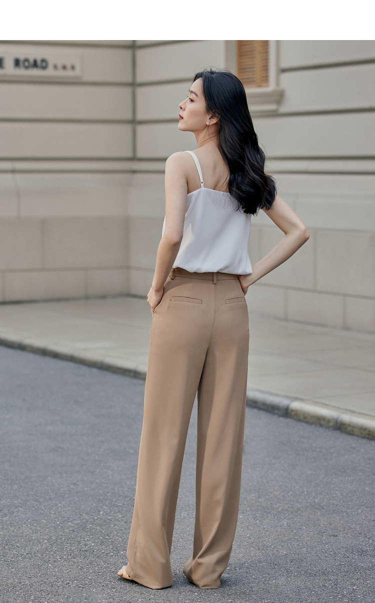 茵曼直筒通勤西裤女士2022夏季新款显瘦高腰职业宽松气质休闲裤子