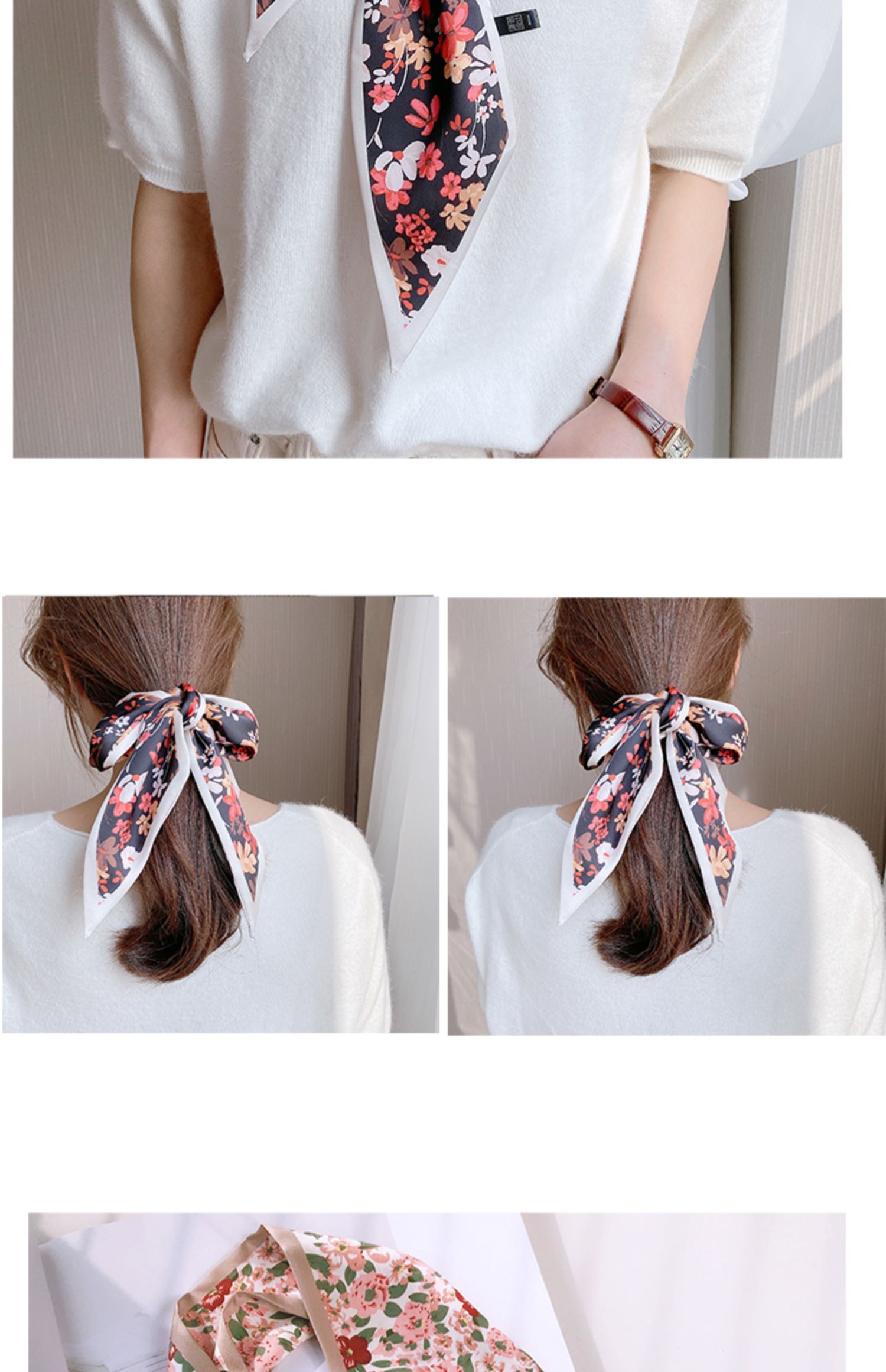 祥世恒吉丝巾发带女春秋季百搭复古发带丝带绑包用多功能时尚围巾领巾