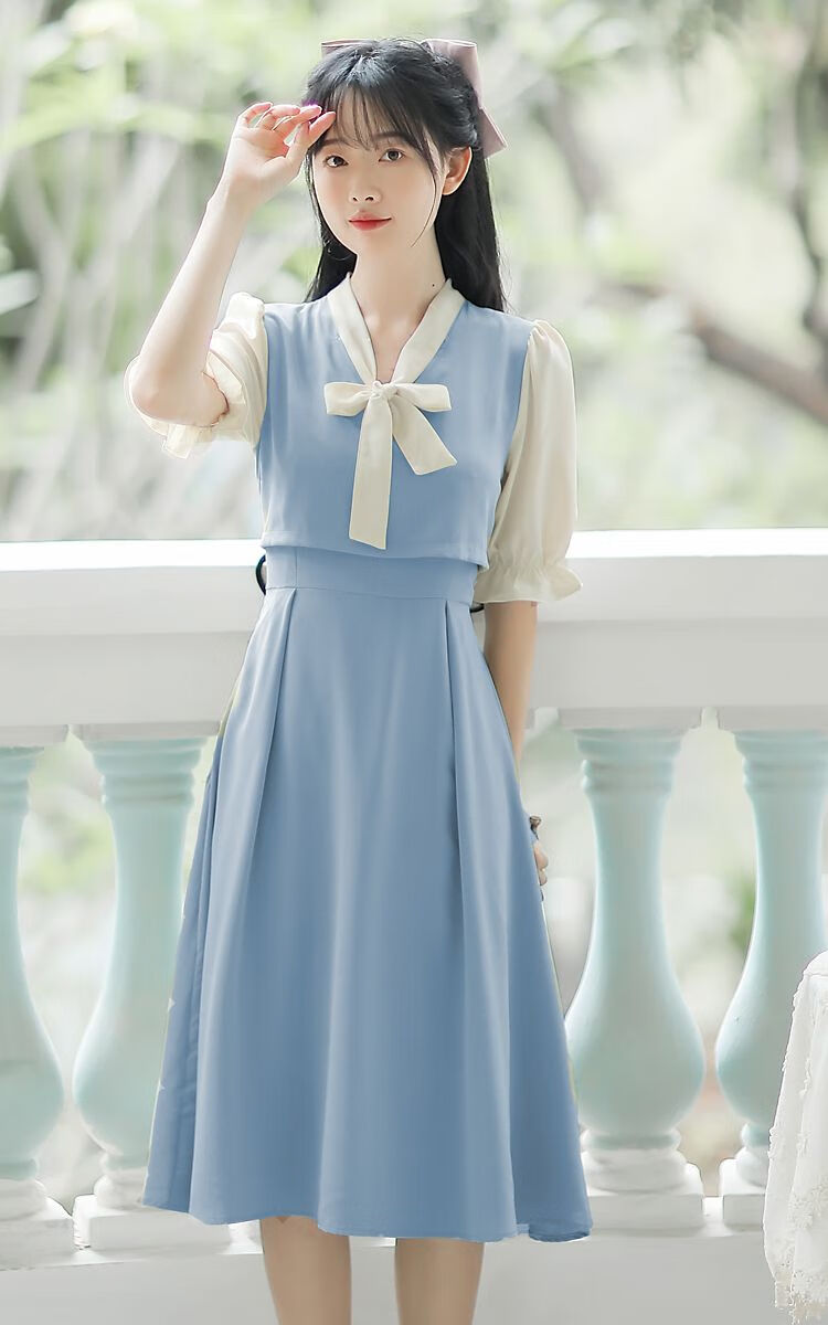 本顾夏季小清新连衣裙少女夏装2022年新款初中生高中生大学生仙女超仙