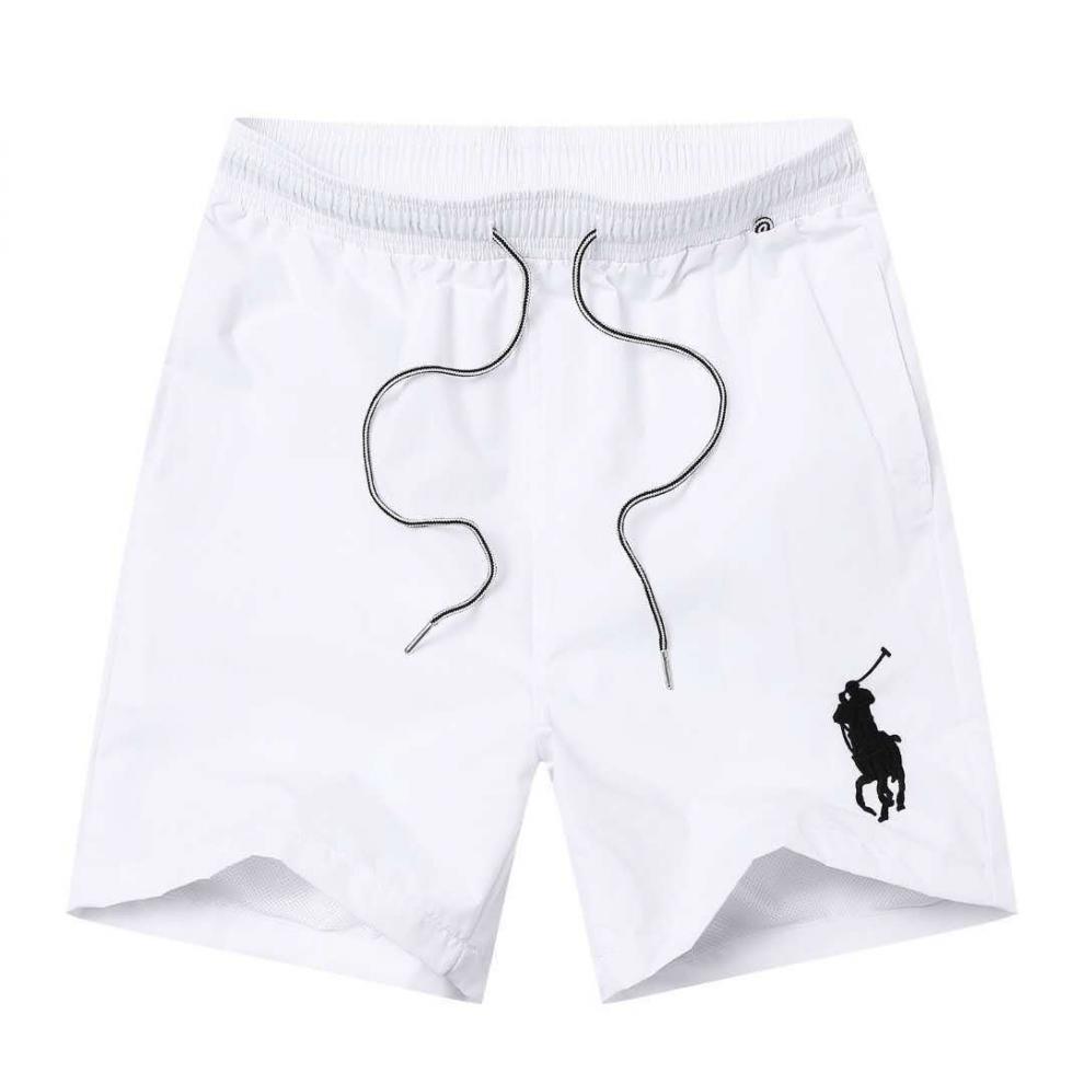 保罗短裤男五分裤保罗沙滩裤纯色大标运动短裤夏季休闲短裤绣大标
