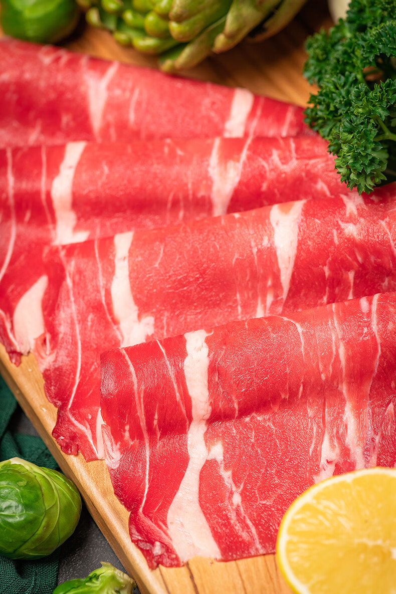 阿尔比恩火锅食材寿喜烧雪花涮烤牛肉片肥牛卷澳洲进口安格斯3a上脑肉