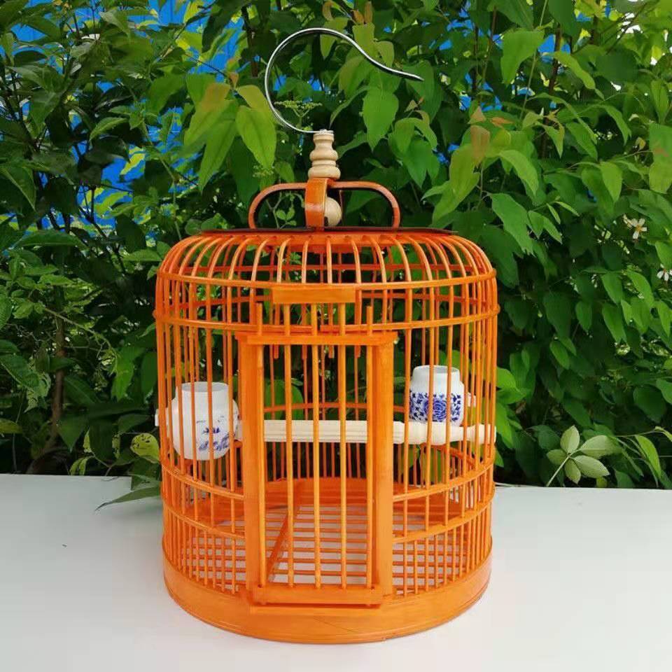 竹制鸟笼画眉鸟笼子小号鸟笼八哥鸟笼鹩哥鸟笼竹鸟笼手工鸟笼 原色老