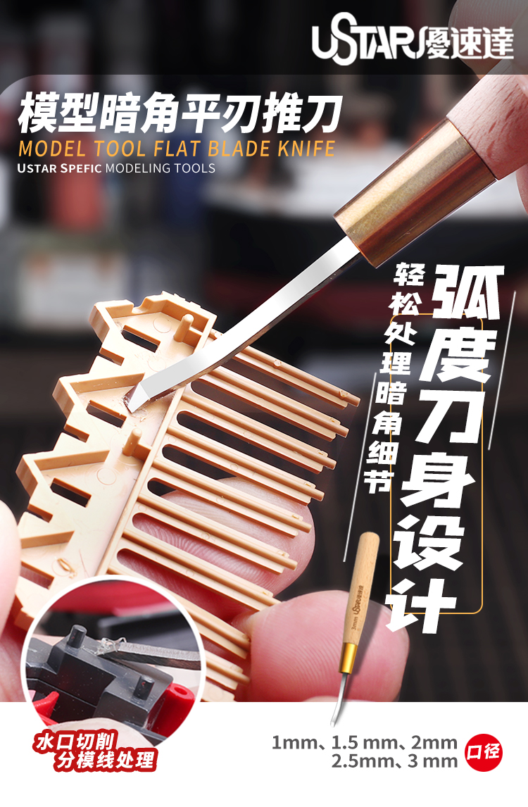 澜郜优速达ua90501-505高达军事模型暗角平刃推刀gk刻线刀手动模型