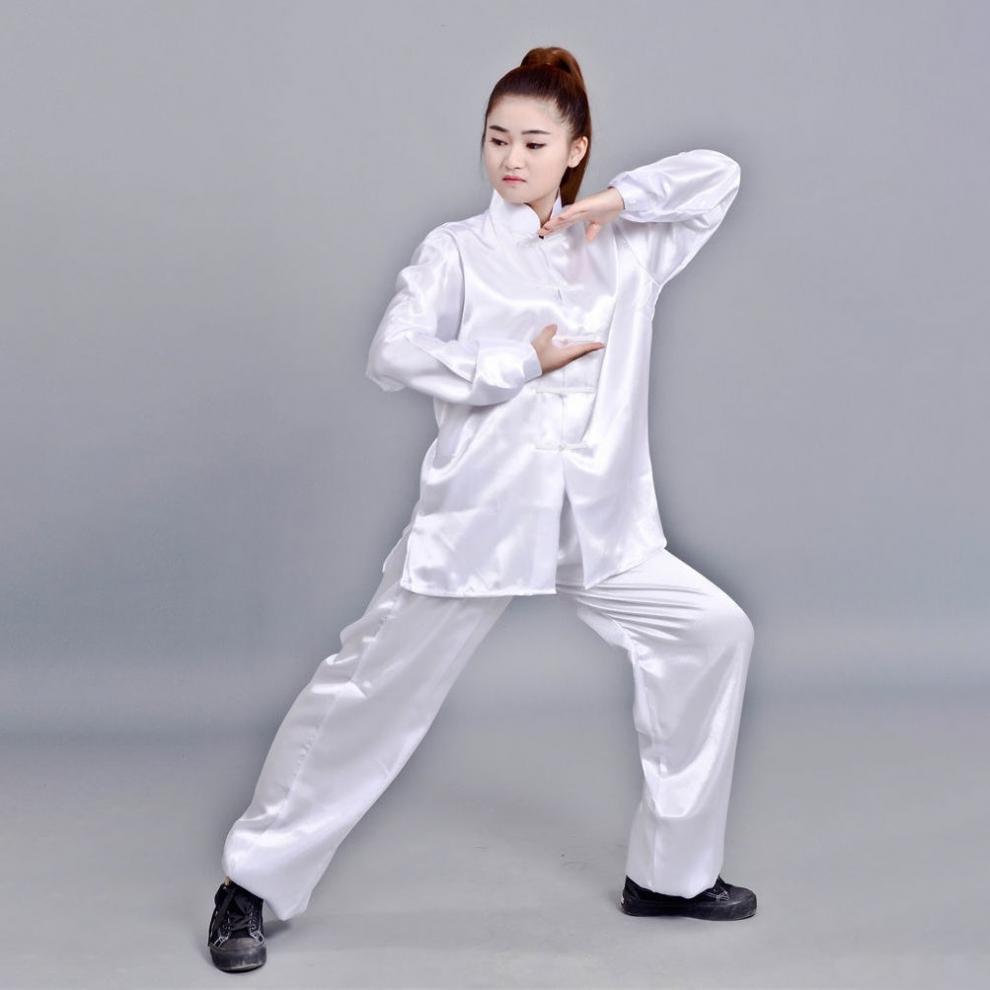 新款纯白太极服演出服春秋款武术服装套装练功服运动会开幕式服装纯