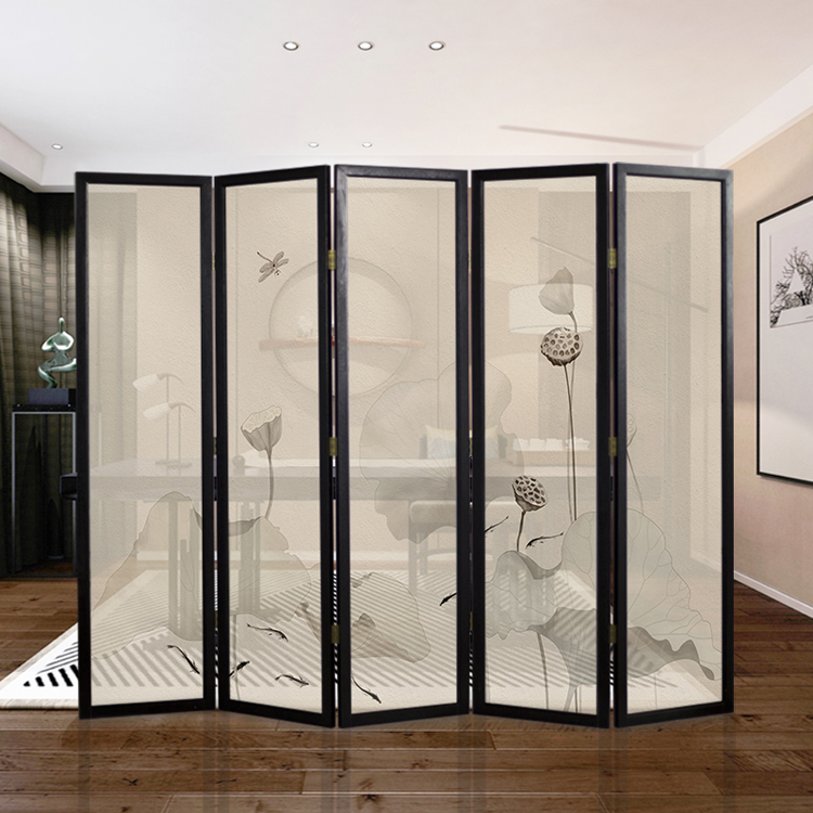 屏风画双面半透明透明丝绢丝绸纱布画定制设计打印喷绘屏风隔断软帘