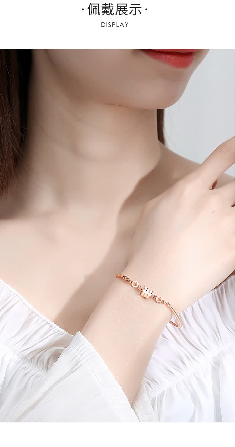 溪润小蛮腰银手链女镀玫瑰金色手镯女士闺蜜学生手环个性情侣首饰简