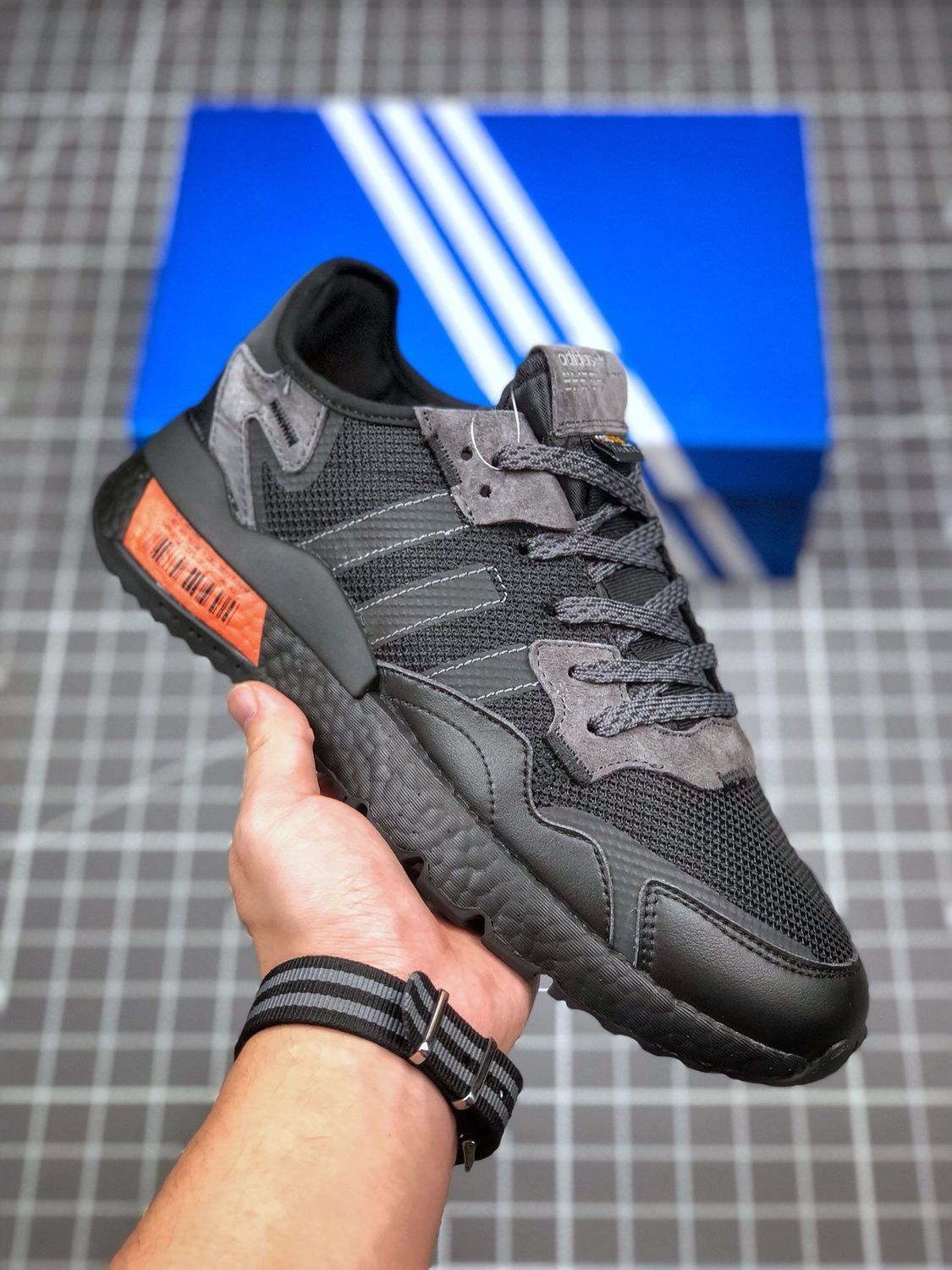 三叶草nitejogger夜行者3m反光男女跑步鞋鹿晗杨幂同款经典运动鞋荧光