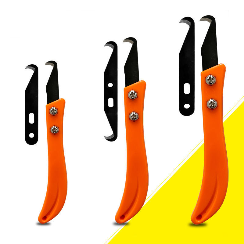 打结刀香蕉柄钩刀片纺织勾刀工具钢皮刀伸缩刀小镰刀纺纱厂单头短刀片