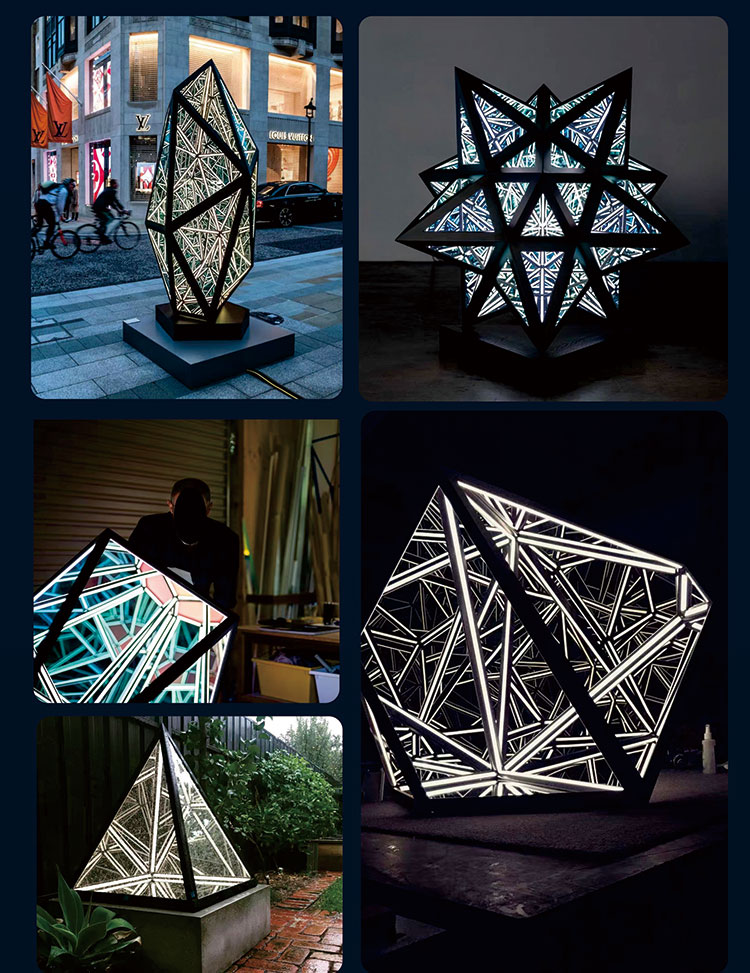 艺术异型千层镜 深渊镜钢化无限背景墙立方体霓虹灯广告灯箱 异型深渊