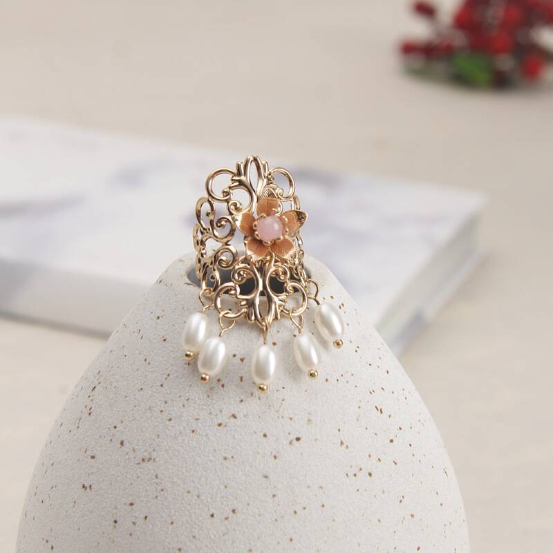 汉服头饰女童 马尾夹束发小配饰sn6682 五珠发扣粉2个-附一字夹10个