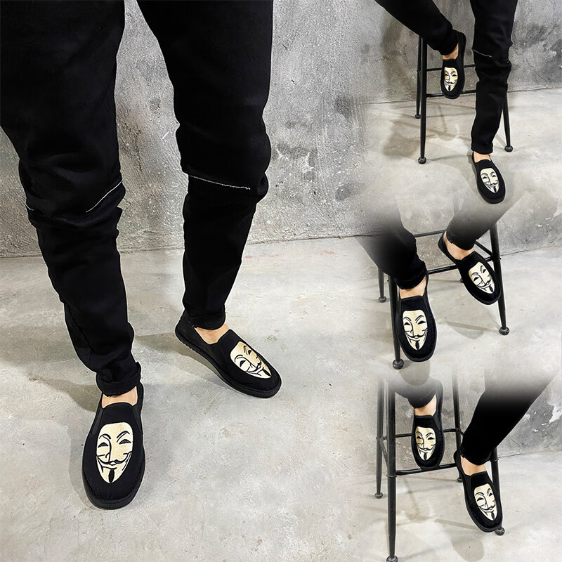 宇将军同款豆豆鞋 社会人手工老北京布鞋男牛筋底刺绣花韩版国风豆豆