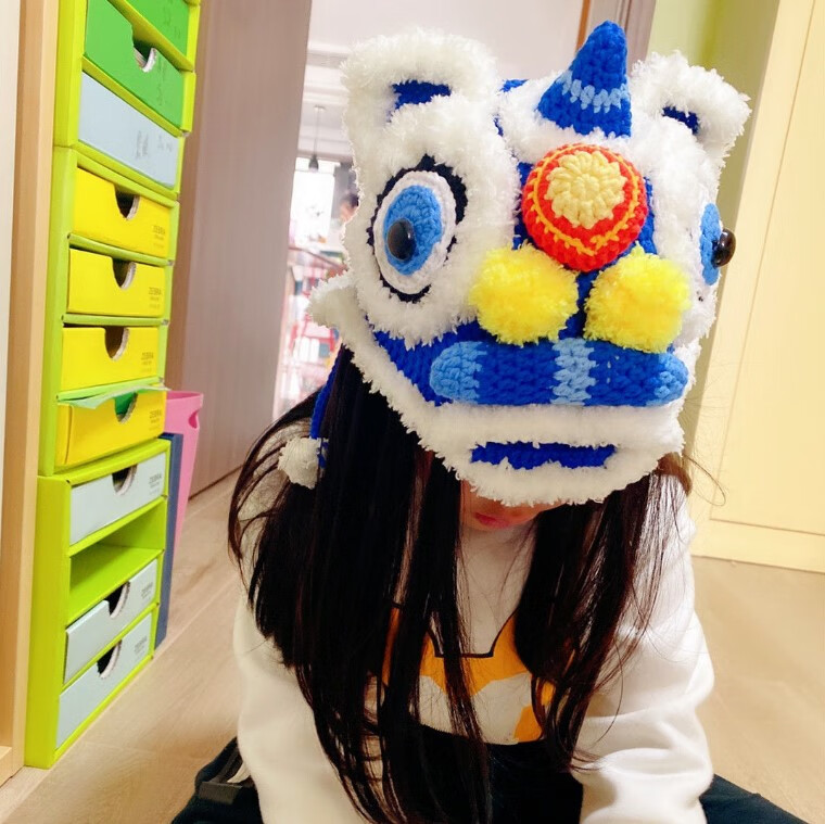 材料包diy手工毛线钩织儿童礼物可爱宝宝虎头舞狮帽子小红书抖音同款