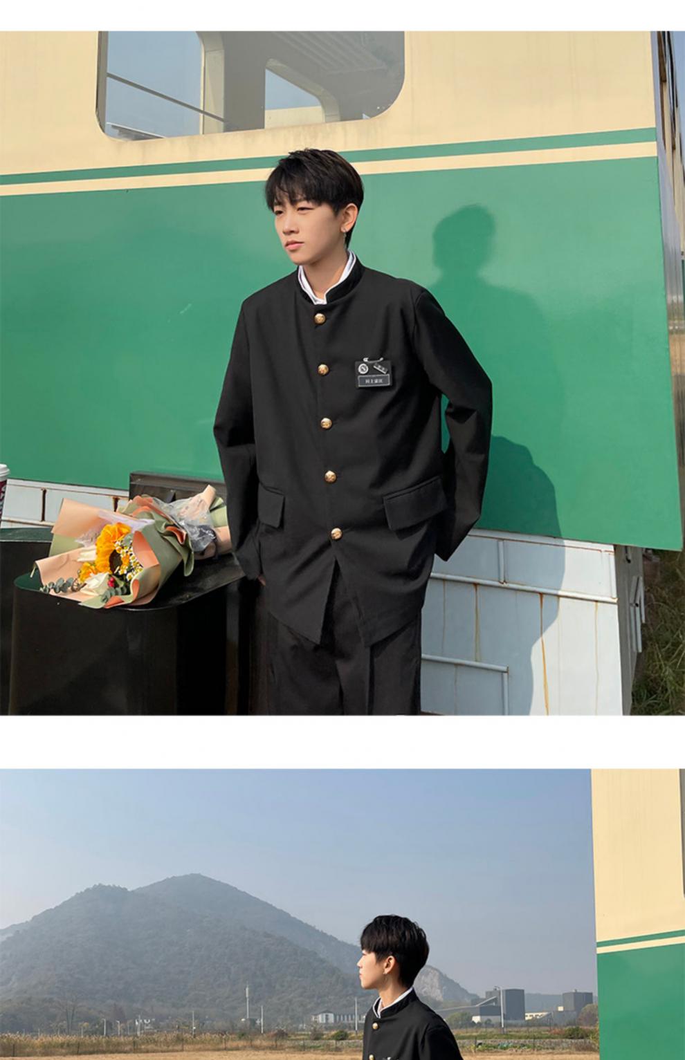 官方品牌国潮 中山装男青年日系学生高中生dk制服校供毕业班服诘襟服