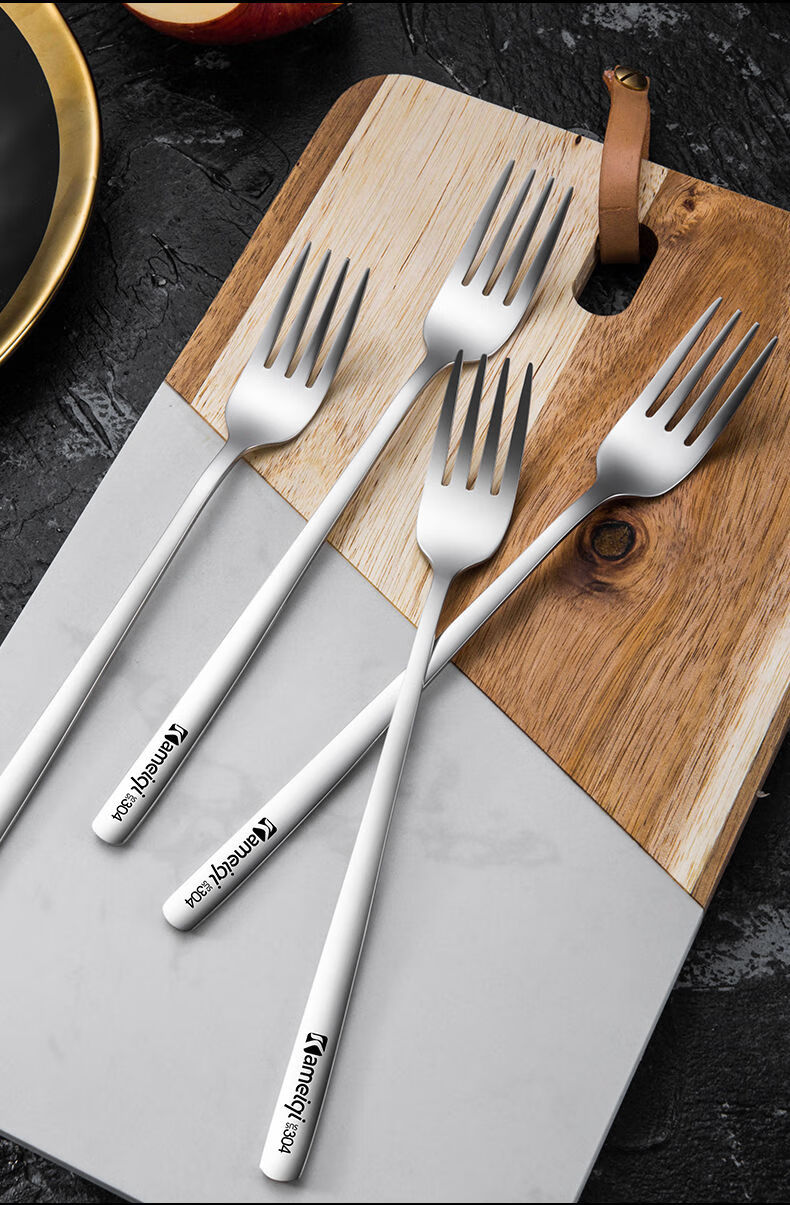 304餐叉西餐叉子不锈钢家用吃面创意可爱长柄沙拉叉甜品叉饭叉yl韩式