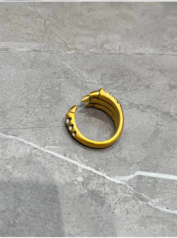 老凤凰 黄金龙爪戒指复古做旧黑金指环女士个性时尚999足金食指戒男