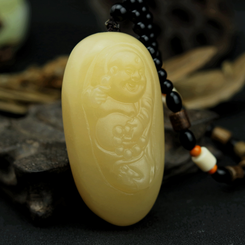 天然米黄籽玉原石头手把件缠丝青白玉黄龙裸石收藏送男礼物 米黄玉