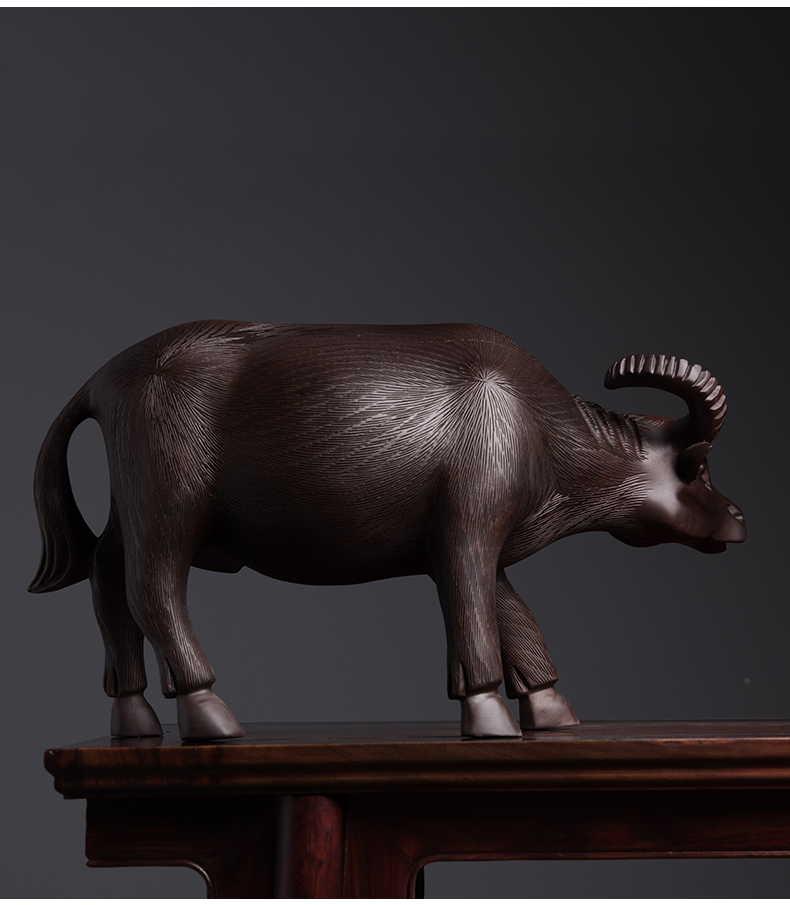 【优程京选】 木雕水牛摆件工艺品总经理办公室摆件办公桌书桌装饰品