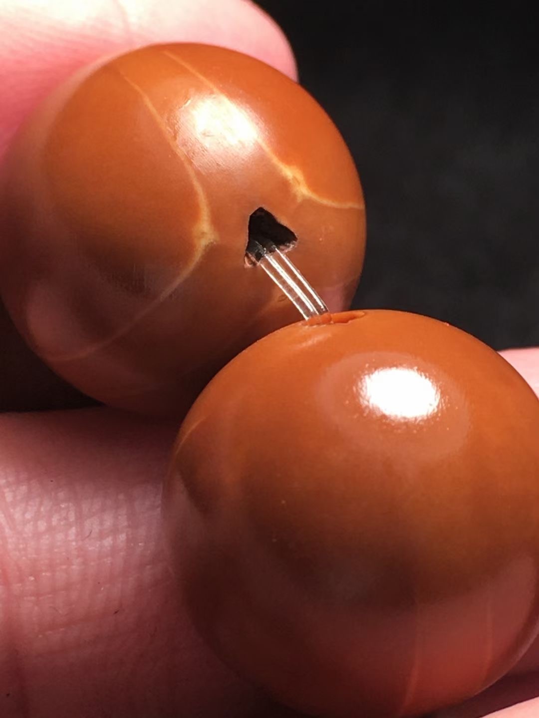 正宗老树梅林铁核三角孔181716橄榄核正圆光珠文玩手串手链16老树梅林