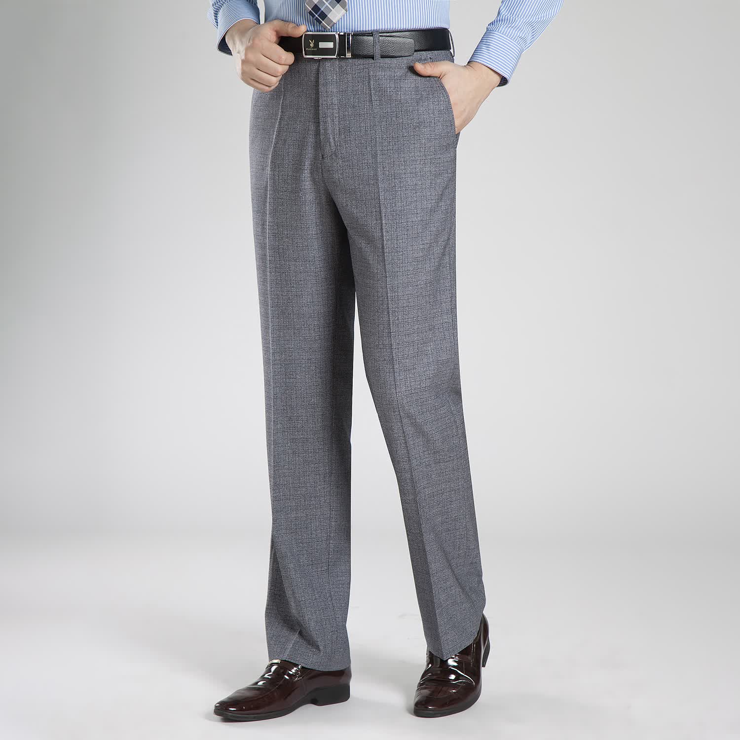 老爷车(laoyeche)中年男士桑蚕丝西裤夏季薄款商务休闲长裤免烫宽松0x