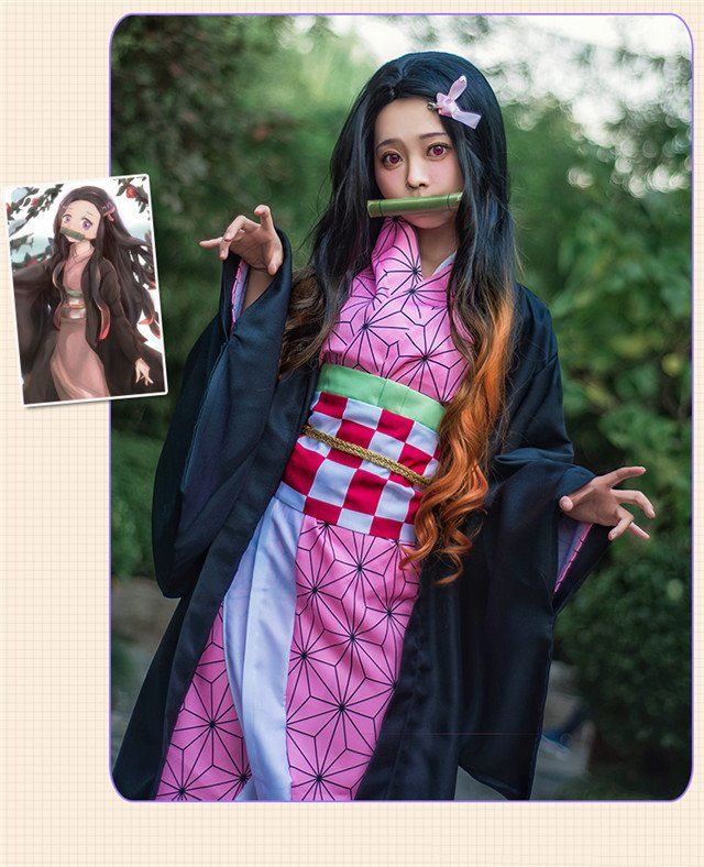鬼灭之刃cos服祢豆子儿童祢豆子cosplay服装竹筒弥豆子cos服cos女 祢