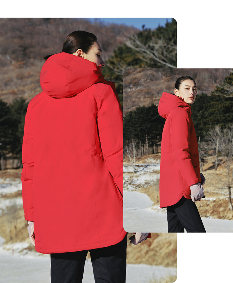 探路者toread羽绒服女秋冬新款户外防风保暖中长款羽绒服都市粉xl