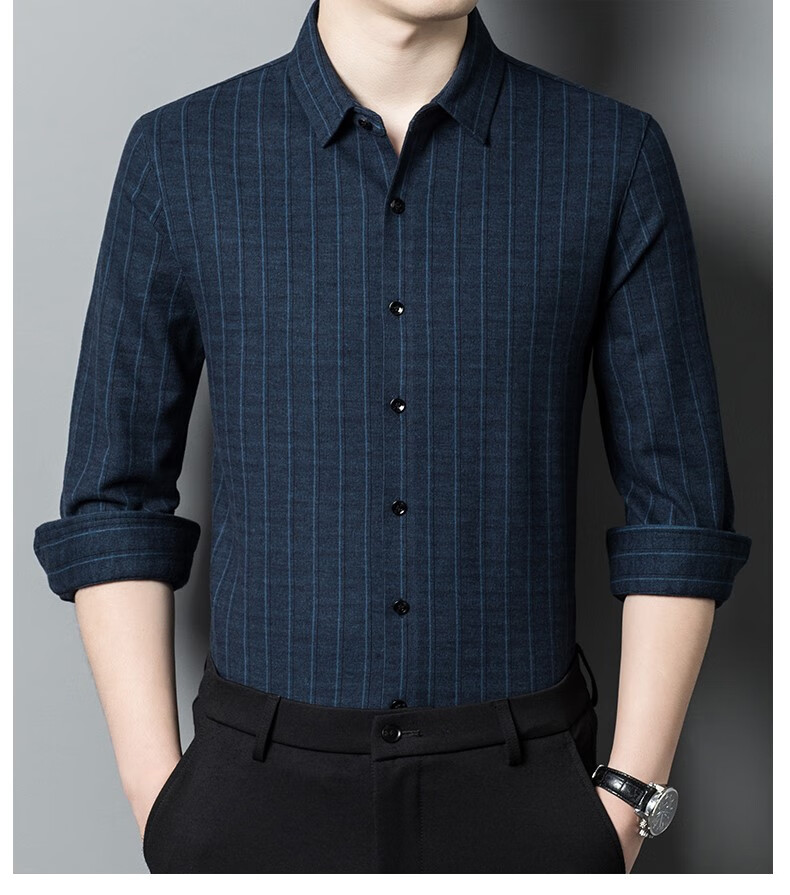 雅戈尔山羊绒长袖衬衫秋冬高端商务休闲磨毛加厚保暖格子羊毛衬衣 836