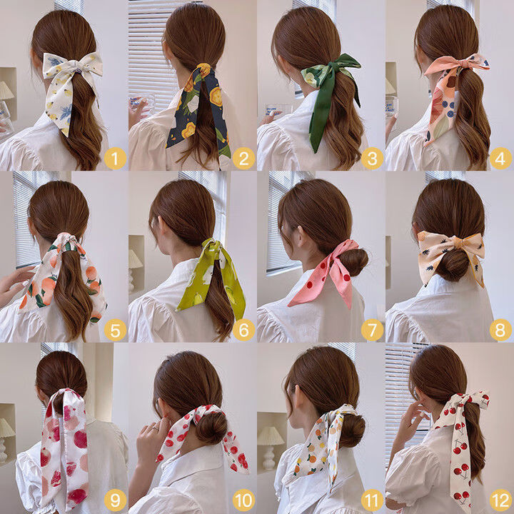 丝巾发带女外出绑发扎头发2021年新款法式头巾飘带头饰超仙 石榴 大