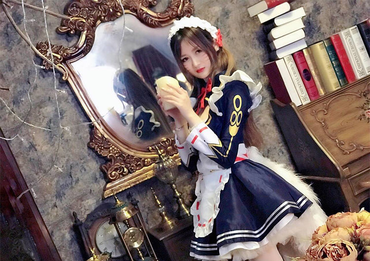 服王者农药妲己皮肤女仆咖啡cosplay套装大佬女佣表演制服 衣服套装 s
